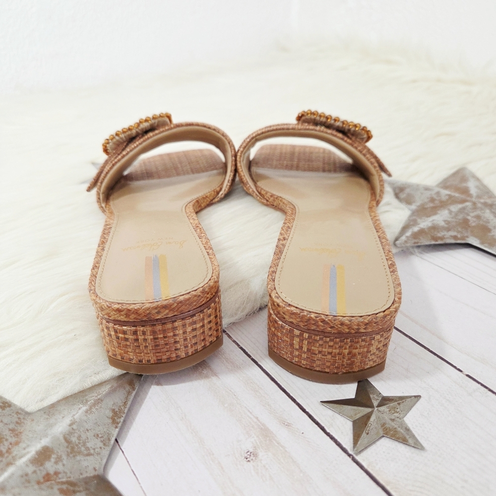Sam Edelman Deacon Bead Buckle Sandals Brown Woven Raffia Slide Size 5.5 New - Picture 4 of 7